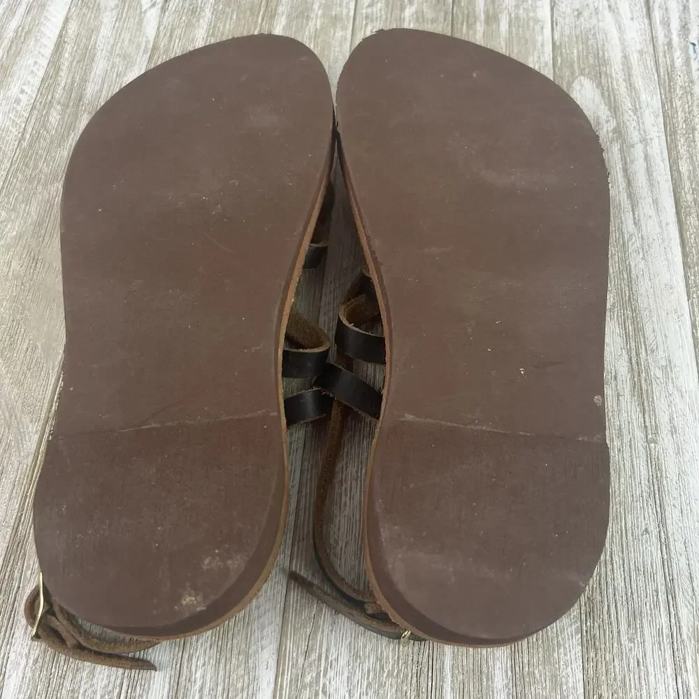 Zora Sandals 7-7.5 Handmade In St. Thomas Leather Strappy Boho Festival